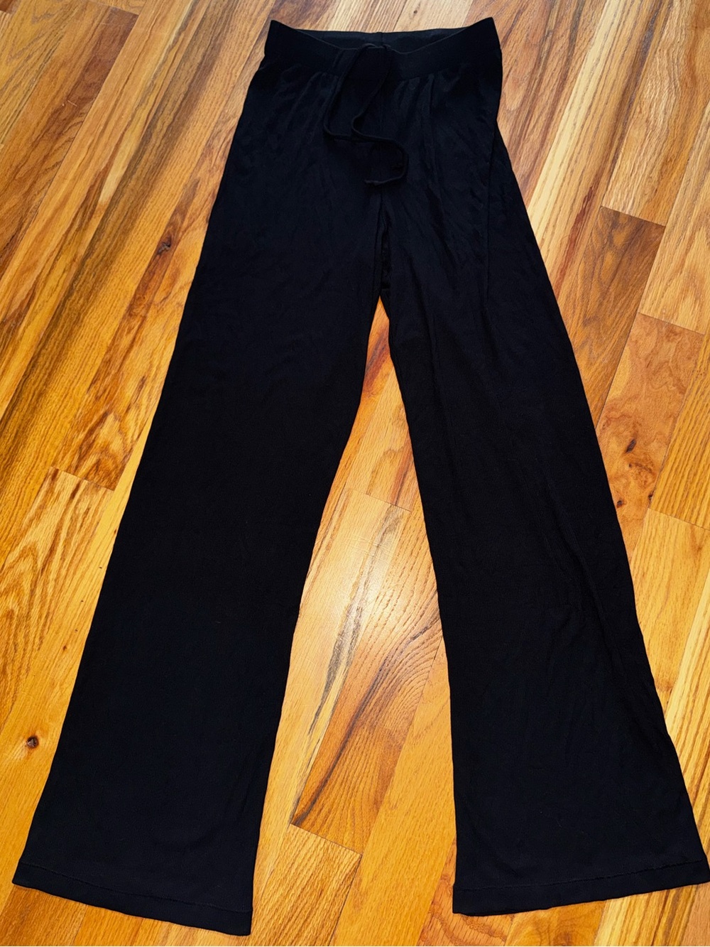 SKIMS Ribbed Black Wide Leg Lounge Pants Size XS